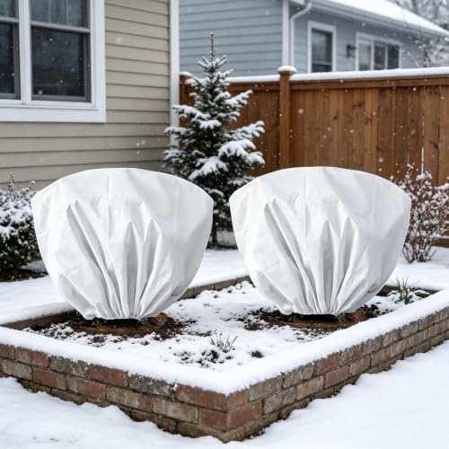 8 Pcs Plant Covers Frost Protection Bag 31.5"X23.6" Winter Reusable Plants Jacket with Drawstring Shrub Protection Wraps Bags Frost Blanket for Winter Outdoor Garden Plants (31.5 x 23.6 Inch / White)