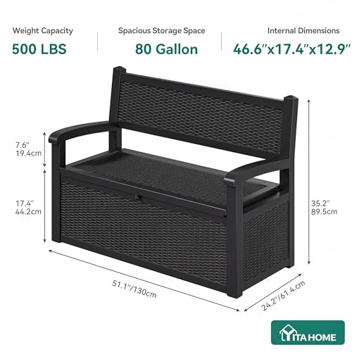 80 Gallon Storage Bench Deck Box (Black / 80 Gallon)