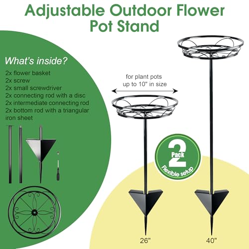 3 Pack Adjustable Outdoor Flower Pot Stand (3 Count)