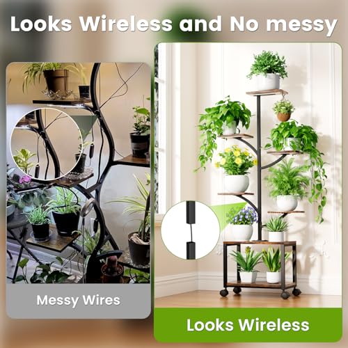 Plant Stand Indoor with Grow Lights & Wheels