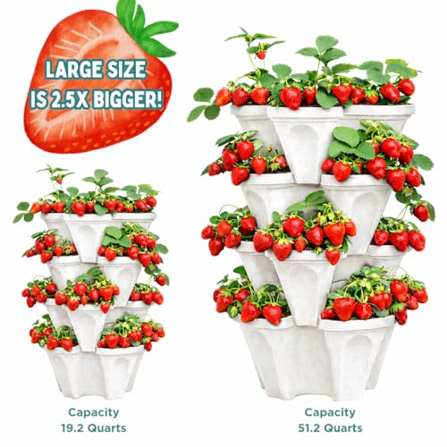 Vertical Garden Planter 4 Tier Stackable System 16 Plants (Stone / Large)
