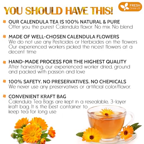 Premium 55 Bags Calendula Flowers Tea (55 Tea Bags)