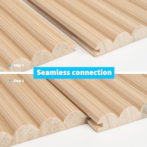 108 x 5.7 Inch Fluted Wood Wall Paneling for Home Decor (8Pcs-108 x 5.7 Inch / Beaded Oak)