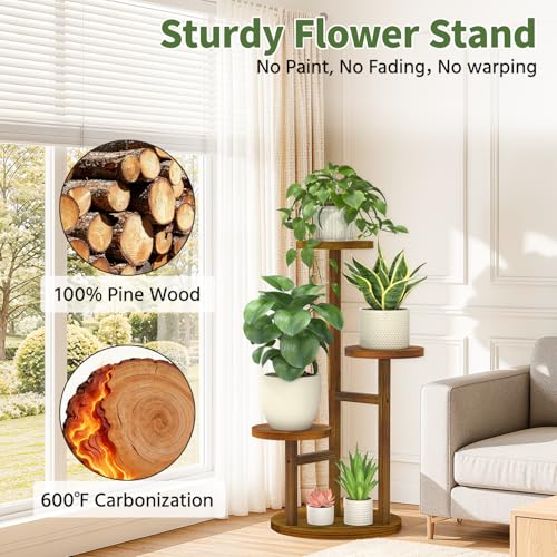 Wood Small Plant Stand Table Tall for Indoor Corner