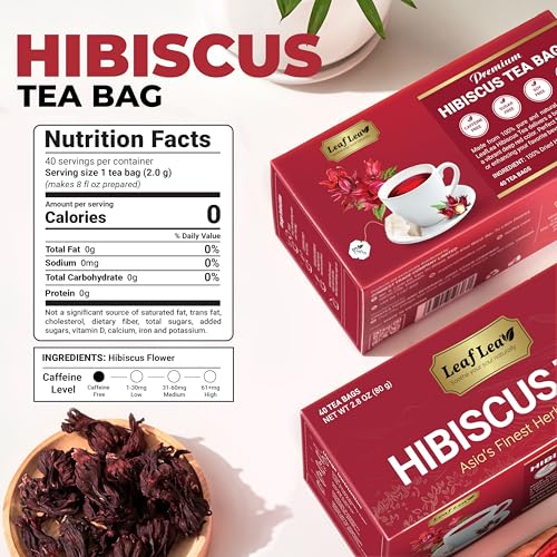 40 Premium Natural Hibiscus Tea Bags Pure from Hibiscus Flowers (40 Count)