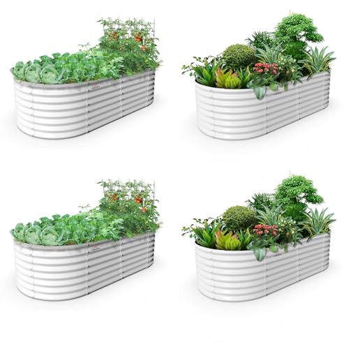 Anleolife 4 Bed 6x3ft & 8x4ft Oval Raised Garden Bed Set