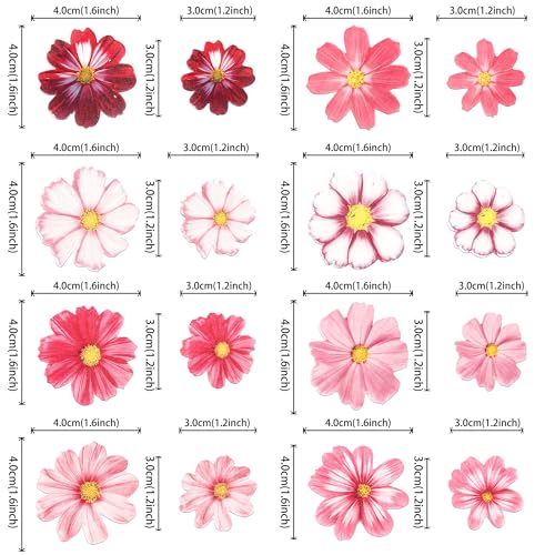 65 PCS Edible Gosang Flowers Cupcake Toppers Wafer Paper Flower Birthday Party Decorations Edible Hibiscus Wildflower Cupcake Picks for Baby Shower Wedding Birthday Party Cake Decorations Supplies (60 Count)