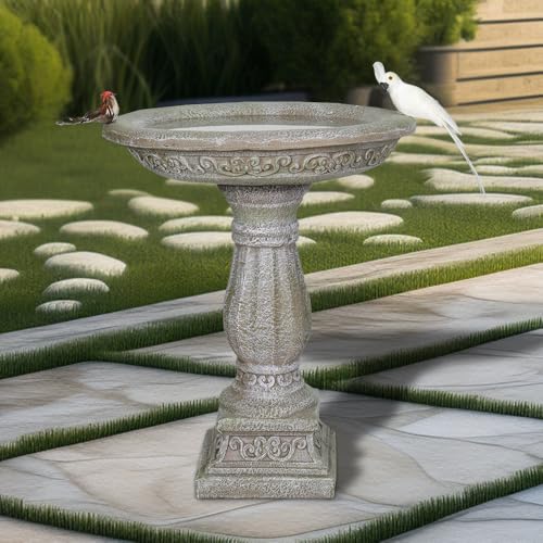 20”Dia.X 23.8”Tall Outdoor Birdbath with Pedestal