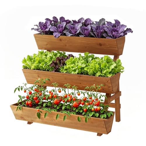 Vertical Garden Planter 3 Tier Raised Garden Bed Wood Herb Tiered Planter