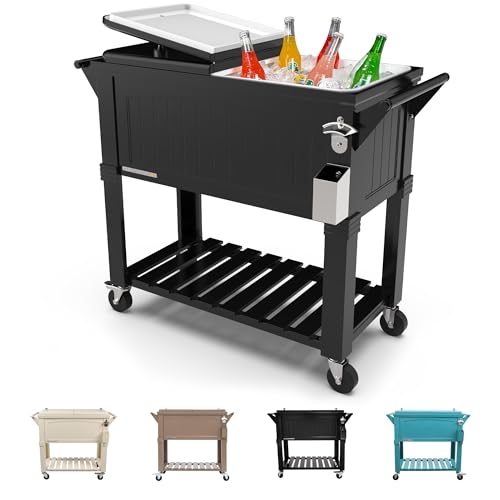 80 Qt Antique Patio Cooler for Outside (80-Qt Standard / Black)