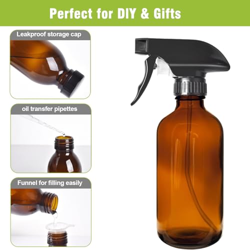 8OZ Amber Glass Spray Bottles
