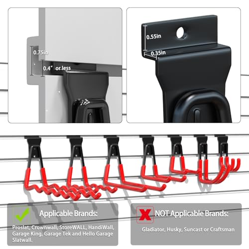 Slatwall Hooks 10 Pack Heavy Duty Multi Sizes (Red / 10)