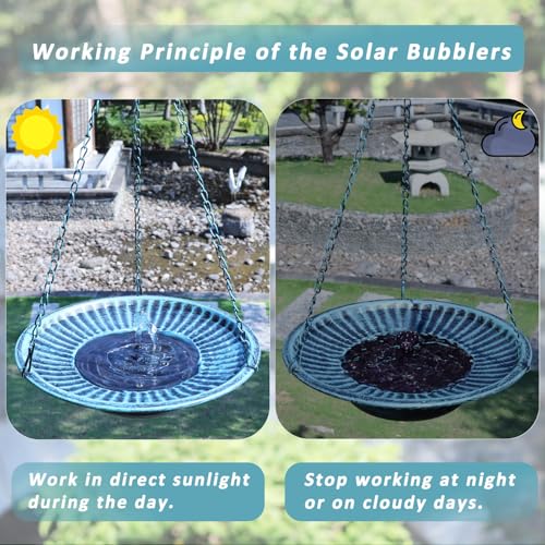 12" Hanging Solar Bird Bath (B-blue and Black)