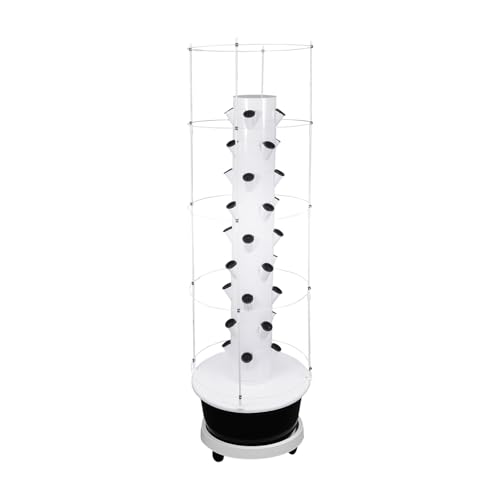 36 Plant Hydroponic Growing Tower with Climbing Trellis (Black Tank / 36 Pots)