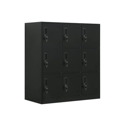 Metal Storage Locker Cabinet for Office (Black / 9 Doors)