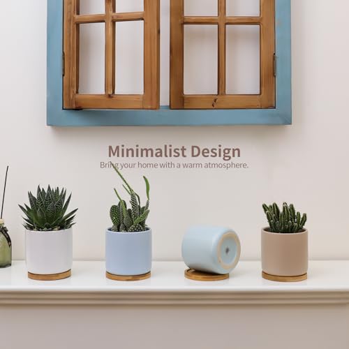 4 Inch Planters with Drainage Hole and Saucer (4 Count)
