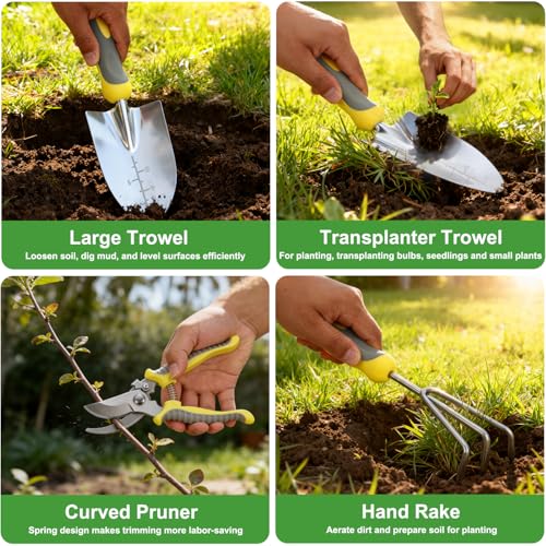 Gardening Tools 10 (10PCS Yellow Gray)