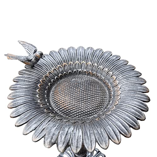5065AP Antique Pewter Sunflower Design Aluminum Birdbath