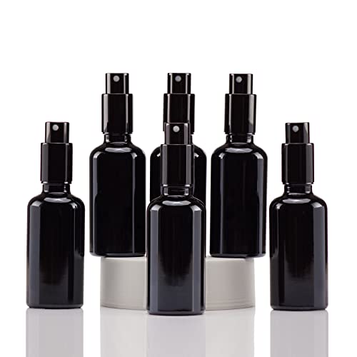 Black Glass Spray Bottles 2oz (6 Count)