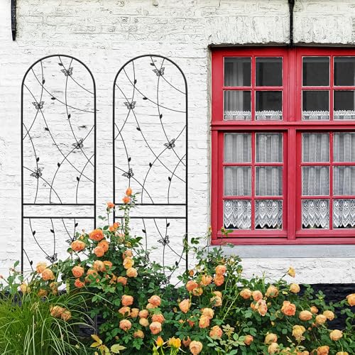 2 Pack Metal Garden Trellis 86.7" Tall Outdoor Climbing Plant Support for Roses (2 Count)