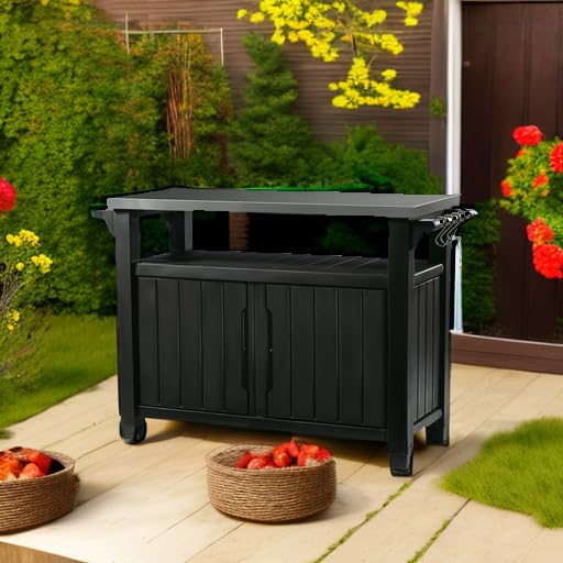 Unity XL Portable Outdoor Table with Stainless Steel Top for Kitchen Prep and Outdoor Storage Cabinet for Grilling Accessories