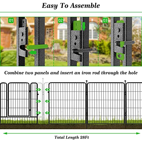 Garden Fence with Gate Metal Fencing Outdoor for Yard (74.76 Sq Ft)