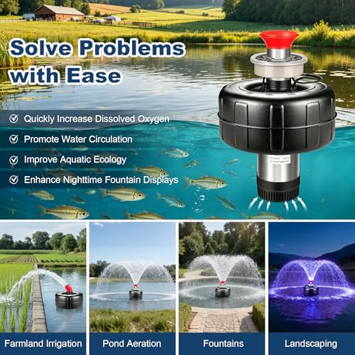 Pond Fountain Aerator with 7 RGB Light (Stainless Steel Colorful Lights)
