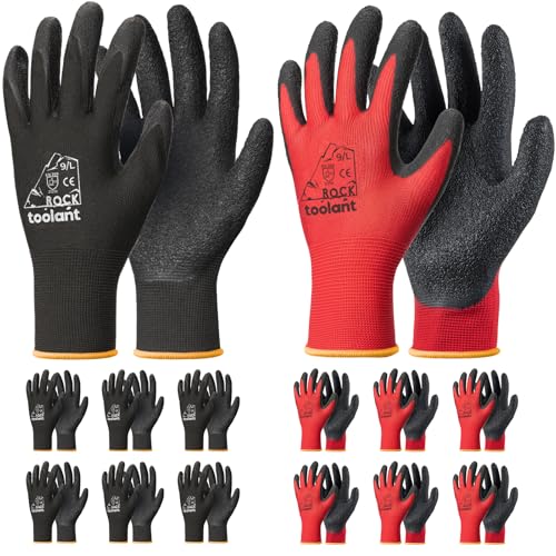Crinkle Latex Work Gloves (Large / Black & Red)