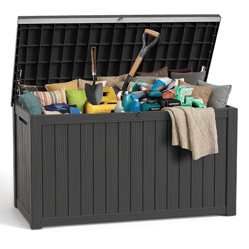 280 Gal Waterproof Deck Box Outdoor Storage Box Black