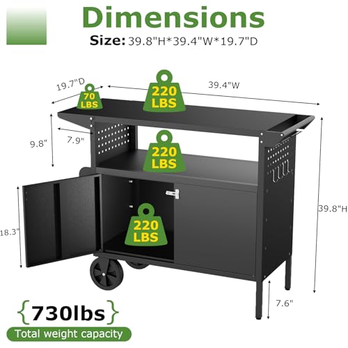 Grill Table Outdoor Grill Cart with Storage (39.8"H)