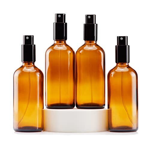 Amber Glass Spray Bottles 4oz (4 Count)