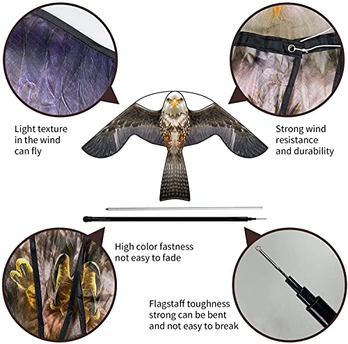 Bird Scarer Kite with 19ft Pole Bird Hawk Flying Kite
