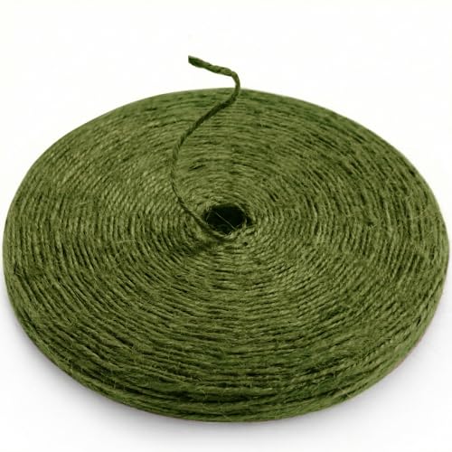 2mm Natural Jute Twine String Thin for Craft Plant Garden Gift Wrapping Christmas Handmade Art Decoration Packing String Home Art Decoration (Olive / 2mm * 328 Feet)