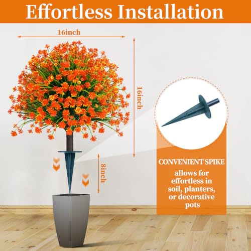 2 Pack Fall Artificial Flower Topiary Balls with Ground Spike (Camellia)