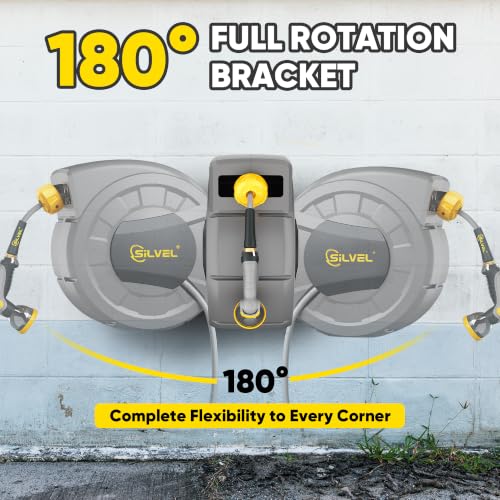 Retractable Garden Hose Reel (Dark Grey / 1/2"×130FT)