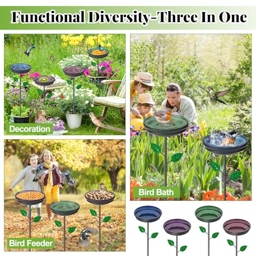 4PCS Metal Bird Bath for Outside (4PCS-Blue-Green-Brown-Purple)