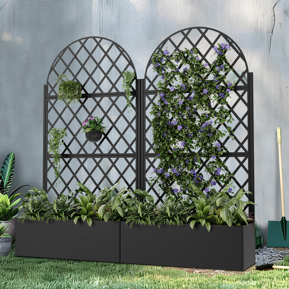 Metal Raised Garden Bed with Trellis and Wheels