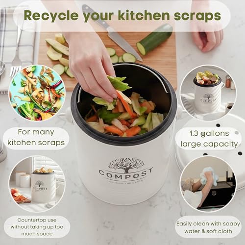 1.3 Gal Kitchen Compost Bin with Lid