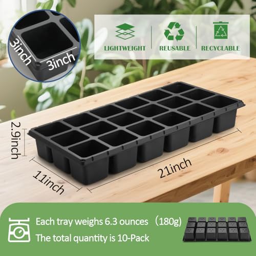 10 Pack 18 Cell Seed Starter Trays (Black / 18 Cells-10P)