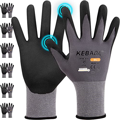 W2 Touchscreen Safety Work Gloves for Men & Women (Storm Grey (6 Pairs) / X-Small)