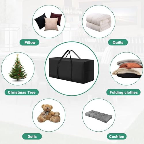 177 Gallon Outdoor Cushion Storage Bag 68 inch Extra Large Patio Furniture Cushion Storage Bag Waterproof Garden Cushion Storage Covers with Zipper and Handles Black