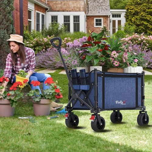 Collapsible Wagon Cart Foldable with Big Wheels Brakes
