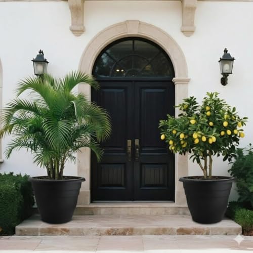 6 Pack 20 Inch Large Plant Pots Outdoor (Black Pack of 6 / 20 inch)