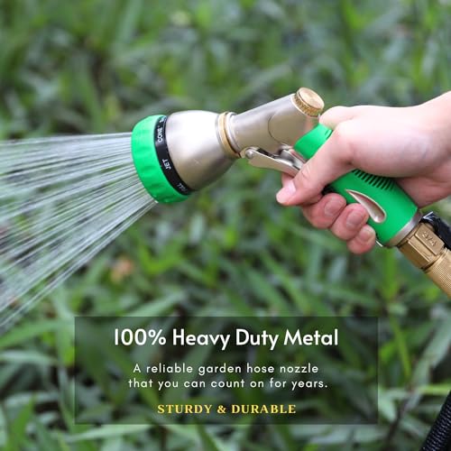 100% Metal Garden Hose Nozzle Sprayer with Ergonomic Handle