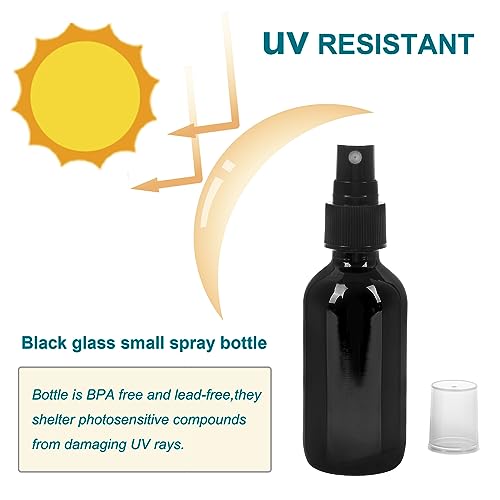Black Glass Small Spray Bottle 2 oz 24 Packs (24 Count)