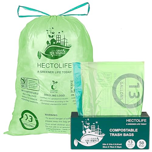 13 Gallon 50 Count Compostable Trash Bags with Home