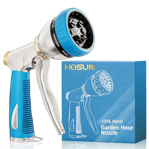 100% Metal Garden Hose Nozzle Sprayer with Ergonomic Handle