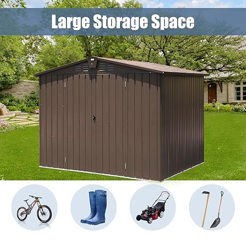Domi Backyard Storage Shed 8.2’ x 6.2’ with Galvanized Steel Frame
