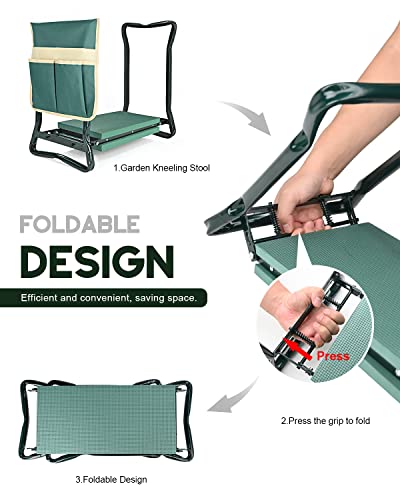 Garden Bench for Kneeling and Sitting Foldable Garden Kneeler and Seat Heavy Duty