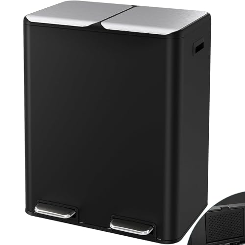 16Gal Dual Trash Can w (Black)